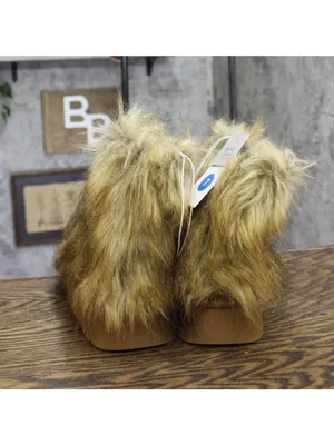 A New Day Womens Terra Boots Faux Fur Fuzzy 94715795 Brown 7M thumbnail 4