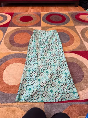 Princess Polly Long Maxi Skirt High Waisted Green Geometric Pattern Size US 6 thumbnail 3