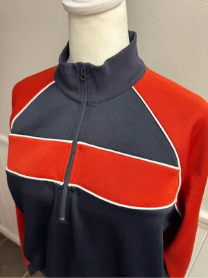 Frame Colorblock Mock Neck 1/4 Zip Pullover Sweatshirt Blue Red Small Retro 90s thumbnail 8