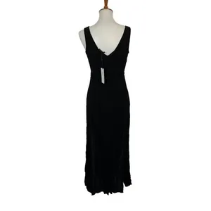 Shinestar Black Crinkle Sleeveless Maxi Dress Women's Small V-Neck Boho‎ Style thumbnail 5