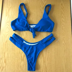 Womens Zaful 2Pc Sexy Bikini Swimsuit Cheeky Tealish Blue Size 6 thumbnail 1