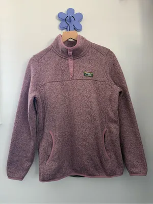 L.L.Bean Large Sweater Fleece Pullover Washed Orchid Outdoor Travel Hike thumbnail 3