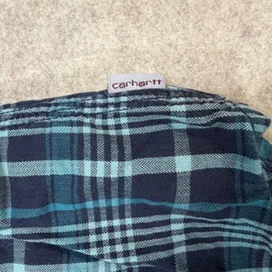 Carhartt Womens Blue‎ Teal Plaid Button Down Shirt Size Medium Utility Cabincore thumbnail 5