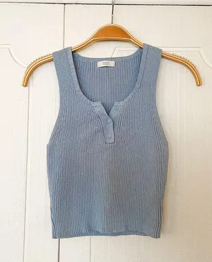 Blue Ribbed Tank Top Size M thumbnail 1