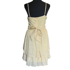 Altar'd State NWT Cottagecore Yellow Pinstripe Tiered Mini Dress L Coquette Romantic Whimsy thumbnail 7
