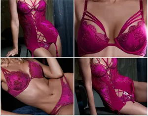 Victoria's Secret 34B Fuchsia Lace Chemise thumbnail 3