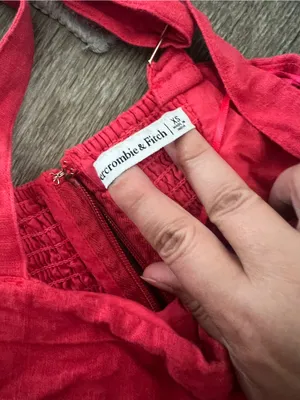 Abercrombie & Fitch Emerson Dress Skort Red Women’s XS Linen Shorts Pocket thumbnail 6