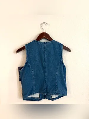 J.Crew Womens Vest Denim Jean Button Front Cotton Blend Size 6 thumbnail 2