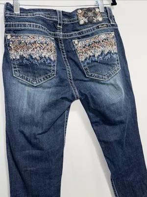 Miss Me Standard Skinny Jeans Dark Wash Embellished Pockets Size 28 ME8845SR thumbnail 6