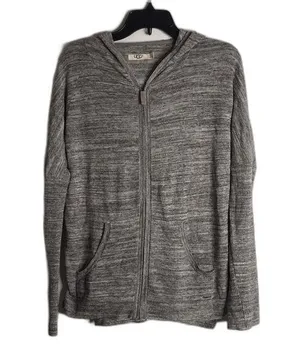 Ugg ladies gray lightweight zip up jacket with hoodie size small thumbnail 1