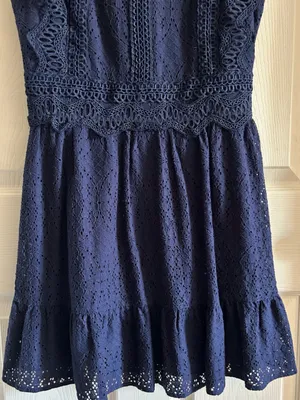 Andree by Unit Navy Cottage Eyelet Mini Dress Med Indie Cotton Blend Boho-Chic thumbnail 6