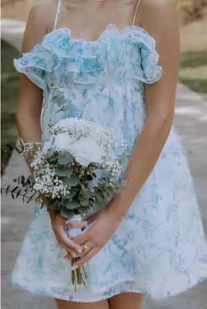 Babydoll Floral Blue Dress thumbnail 2