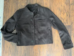 Brown Cropped Button-Front Jacket thumbnail 1