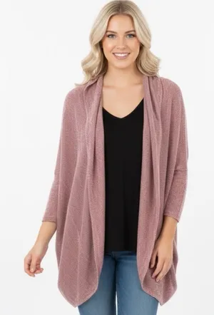 Le Lis medium red striped sweater knit cardigan thumbnail 1