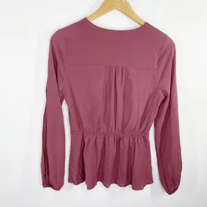Monteau Mauve Purple Long Sleeve‎ Surplice Blouse Women's Size Medium M thumbnail 2