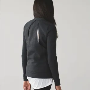 Lululemon &go Endeavor Long Sleeve Heathered Black Open-Back Sweatshirt Medium thumbnail 3