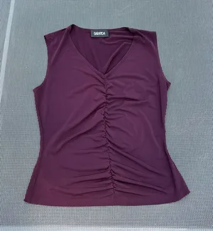 Vintage Baranda Y2K medium purple Rouched 90's Babydoll Baby Tee‎ Top summer thumbnail 1
