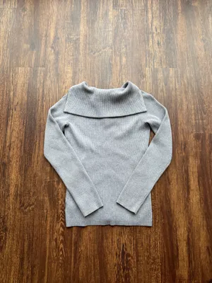 Eddie Bauer Women’s Gray Ribbed Quarter Zip Wing Collar Fitted Sweater - Size S thumbnail 3