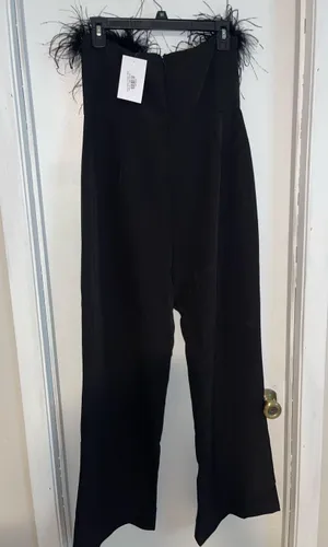 Ostrich feather jumpsuit Black Size L thumbnail 1