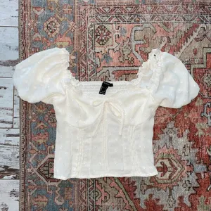 Forever 21 cream puff sleeve crop top blouse thumbnail 1