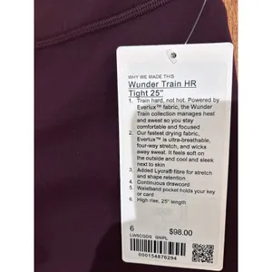 Lululemon Wunder Train High-Rise Tight 25" size 6 Goodnight Plum New with Tags thumbnail 3