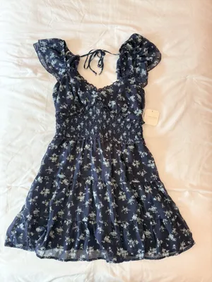 Altar’d State Sienna Navy Floral Mini Dress Size Medium thumbnail 1