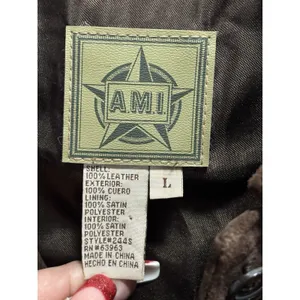Vintage AMI Brown Long Sleeve‎ Suede Button Up Jacket Size Large Satin Lined thumbnail 3