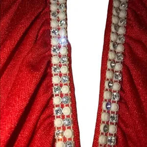 Vintage 70s red halter rhinestone maxi dress Old Hollywood Special occasion thumbnail 5
