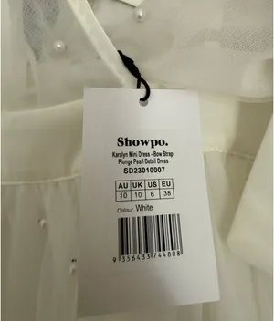 NWT SHOWPO Karalyn mini dress- bow strap plunge pearl detail thumbnail 6