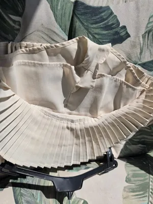 Edikted Double Pleated Miniskort Cream XS thumbnail 8