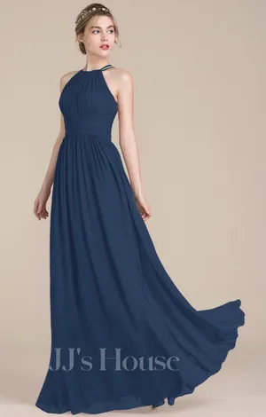 JJ's House Edeline Navy Blue A-line Ruffle Chiffon Maxi Dress Size 12/14 thumbnail 1