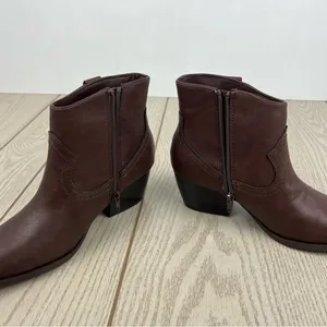 Style & Co Women's Perriee Western Ankle Booties 8M Chocolate Brown Smooth $80 thumbnail 5