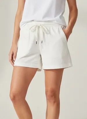 White Casual Drawstring Waist Cotton Blend Shorts Capsule Wardrobe Classic Sz L‎ thumbnail 1