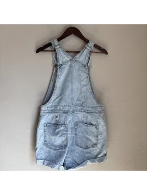 Hollister Light Wash Denim Shortalls Adjustable Straps Womens Size Large thumbnail 2