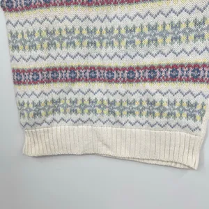 NEW Vintage Charter Club sweater vest white multicolor pastel Fair Isle pattern thumbnail 5