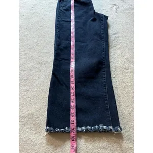 ARTELIER Nicole Miller Sullivan Dark Wash Wide Leg Crop‎ Raw Hem Denim Jeans 26 thumbnail 11