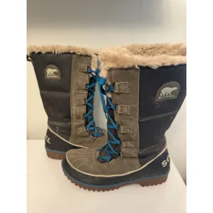 Sorel Tivoli High II winter boots women's 9.5 grey and green with blue laces thumbnail 4