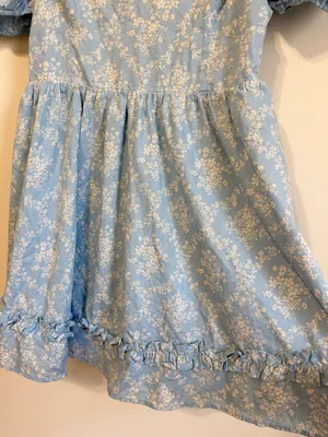 Altar’d State Blue Floral Smocked Babydoll Mini Dress XL Cottagecore Dainty thumbnail 6