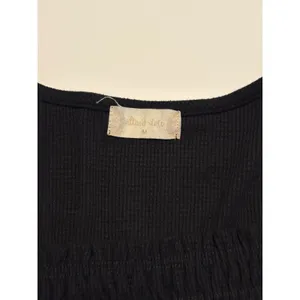 Altar'd State Peplum Top Womens Medium Black Smocked Waffle Knit Long Sleeve thumbnail 2