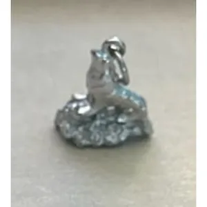 sterling silver 3D charm of a sea lion perched on a textured rock‎ 1" thumbnail 4