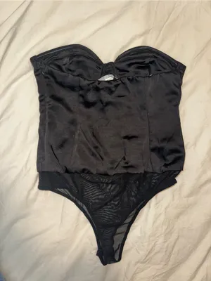 Lulus Sultry Sweetie Black Strapless Satin Bustier Bodysuit - Size S thumbnail 8