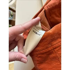 By Anthropologie Orange Corduroy Cropped Flare Pants Patch Pockets Size 6 thumbnail 2