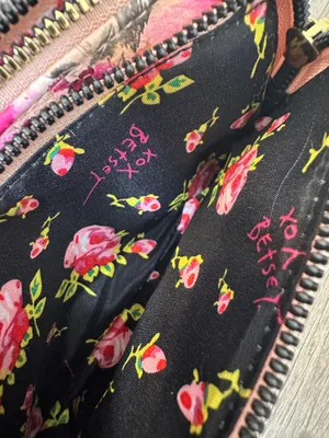 Betsey Johnson Floral Wristlet Wallet Pink Double Zip Clutch thumbnail 5