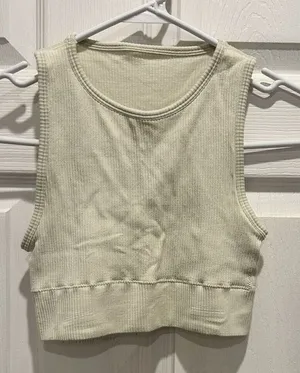 SKIMS Ribbed Crop Tank‎ Top Bone Off-White Womens XXS/XS BR-BRA-0107 Seamless thumbnail 1