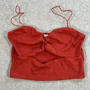 Urban Outfitters Cut Out Bralette Crop Top Women's Medium Rust Red Ribbed thumbnail 1