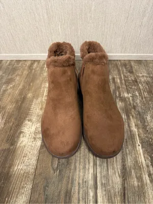 Ryka Brown Faux-Suede Fur-Trim Ankle Booties Size 8 thumbnail 8