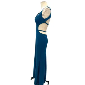 La Femme Blue Cut Out Side Slit Gown Dress Prom Formal Size‎ 4 thumbnail 8