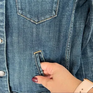 J.Crew Factory Dark Wash‎ Denim Trucker Jacket thumbnail 3