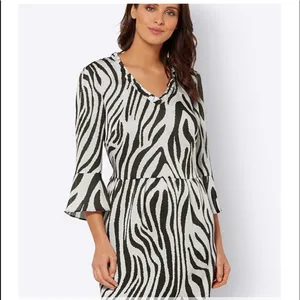 New Zebra‎ Print Tunic Black Size 12 thumbnail 3
