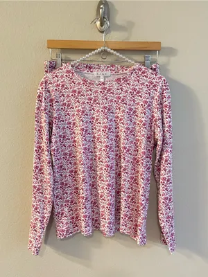LAKE Pima Crew Long-Short Set in Dahlia Garden Floral Size Small thumbnail 3